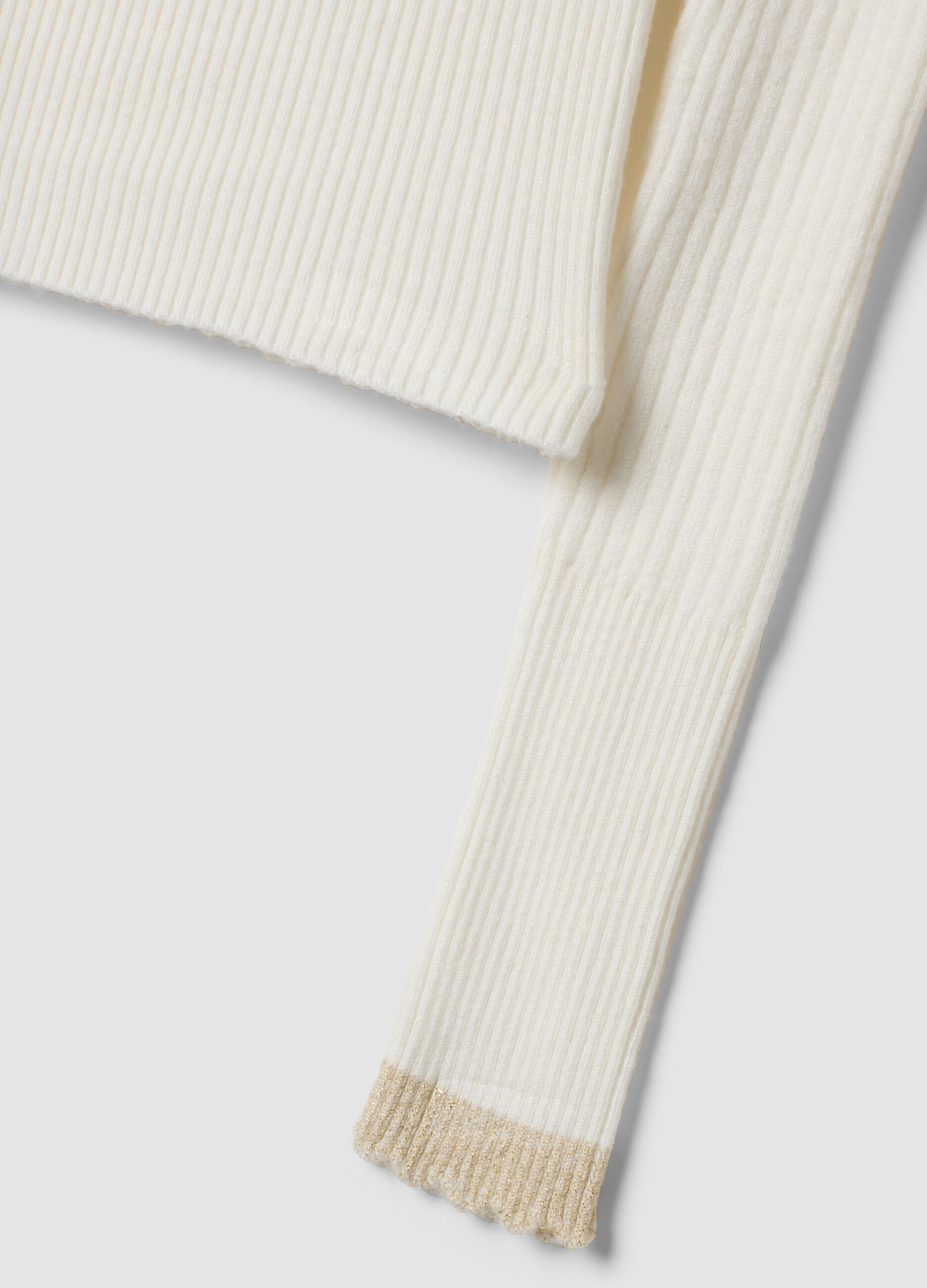 White viscose-blend fitted boat-neck top