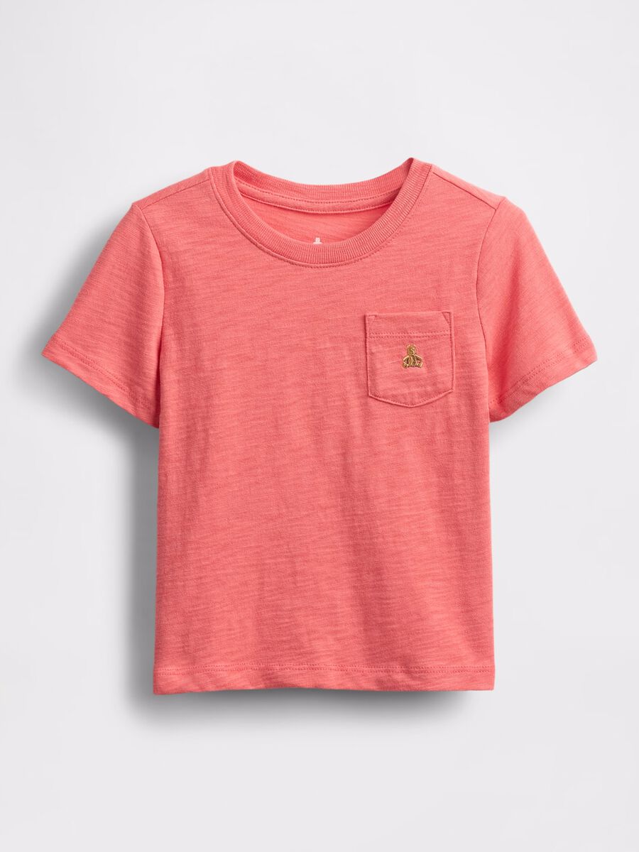 Pink T-shirt with short sleeves in 100% cotton_0