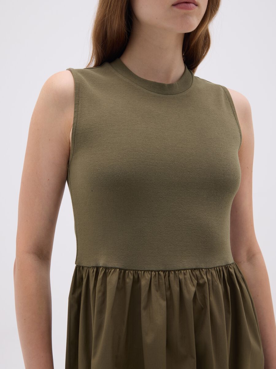Green Stretch Cotton Midi Dress_3