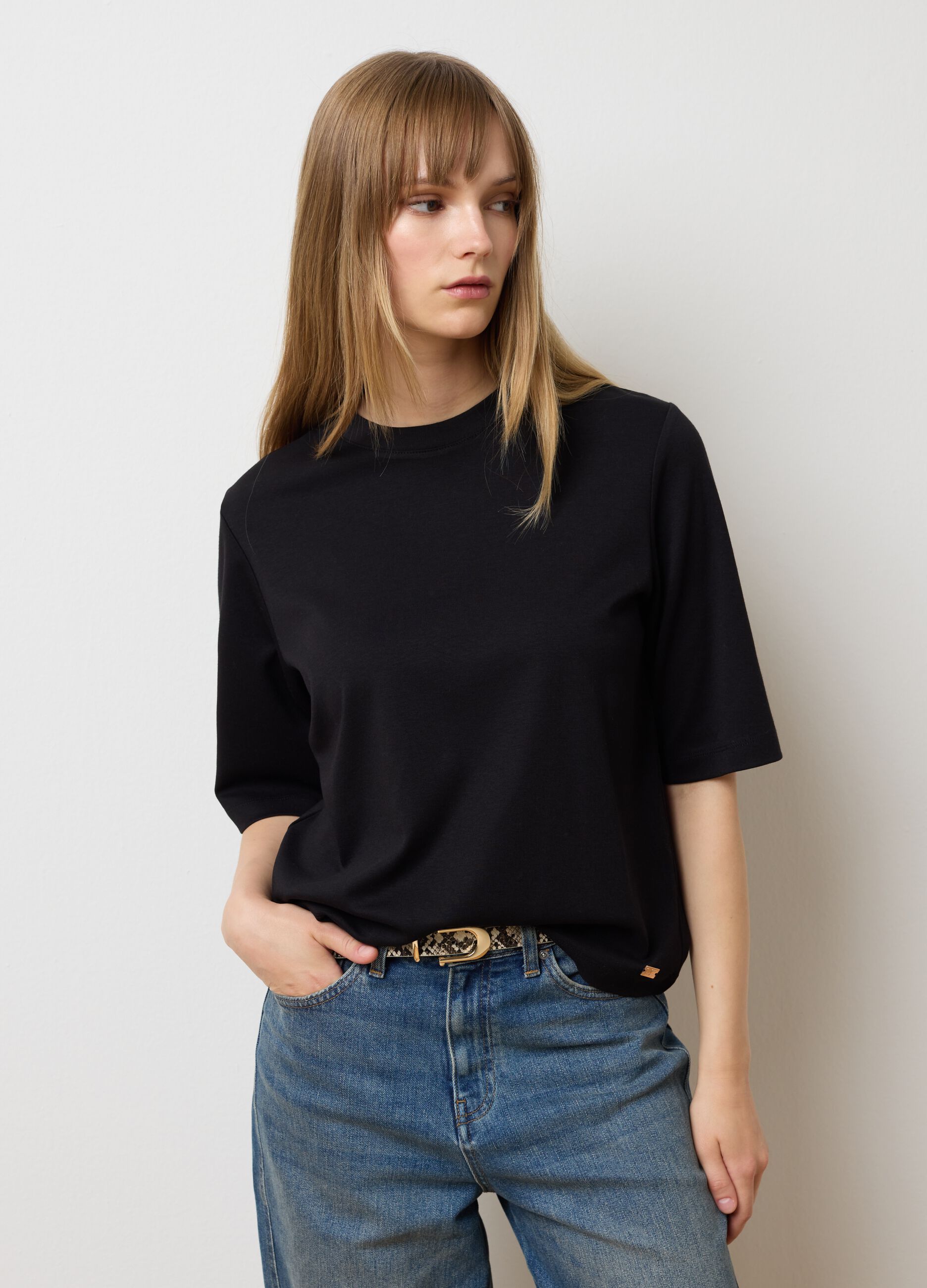 Black regular fit T-shirt