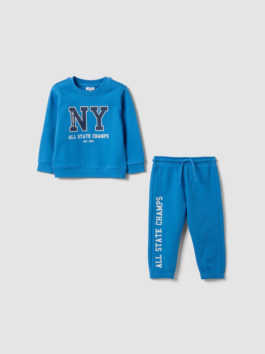 Completo jogging blu in puro cotone a girocollo per bimbo_0