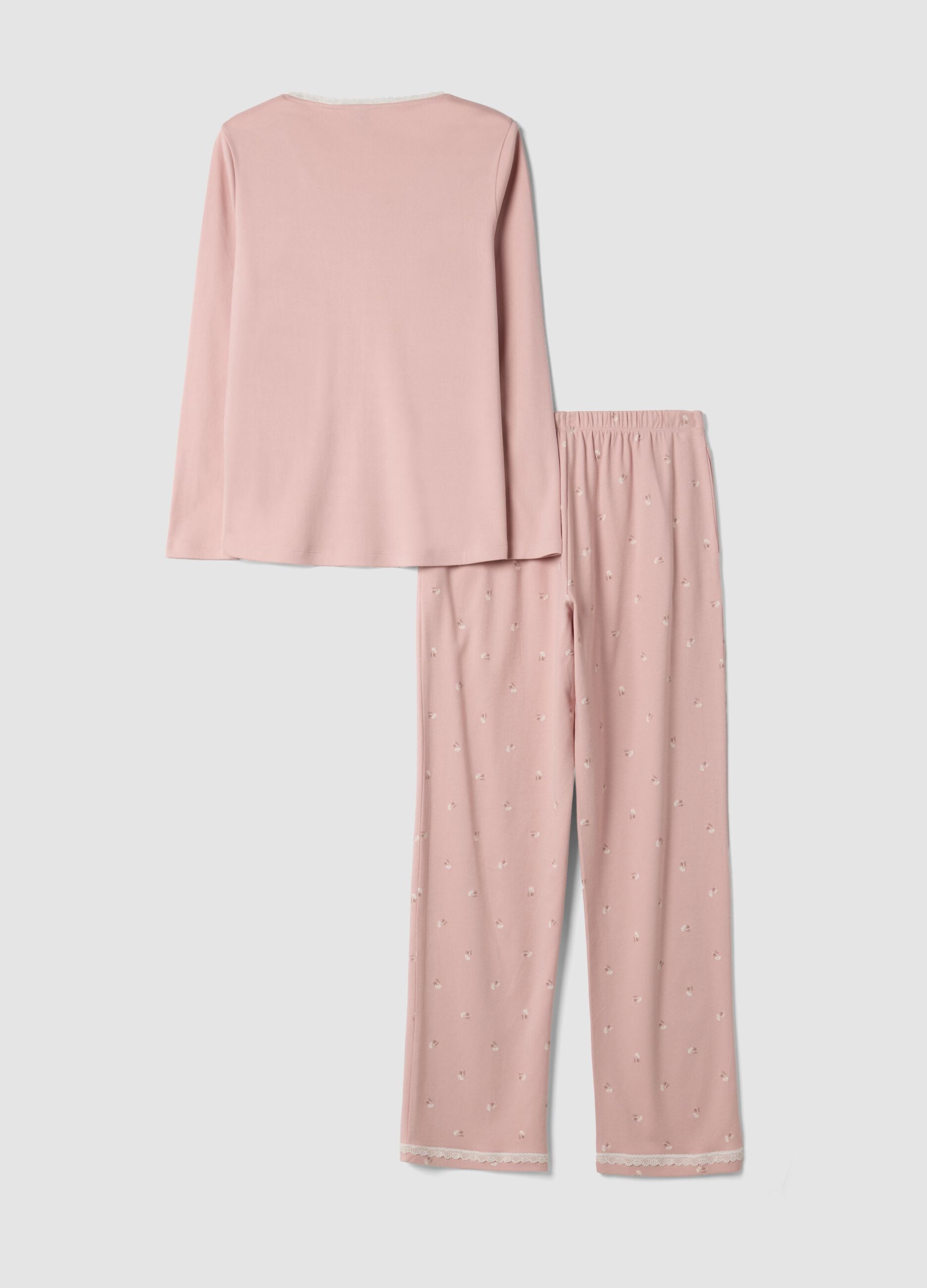 Mauve purple organic cotton crew-neck pyjamas