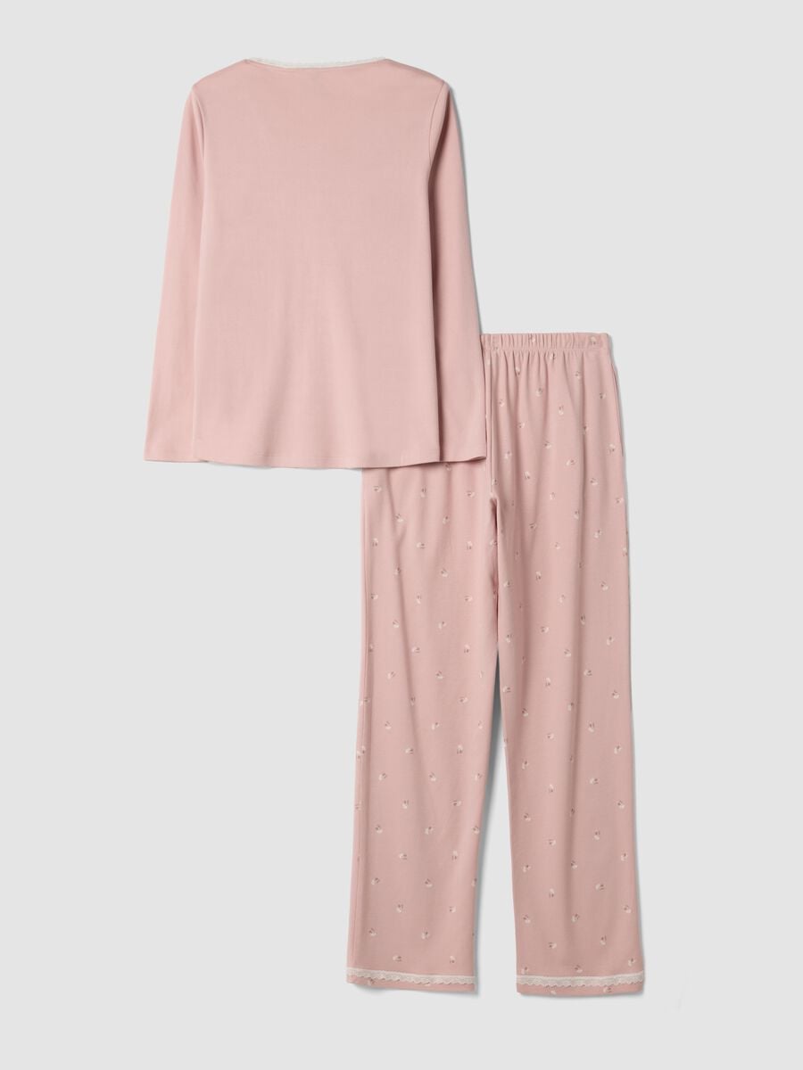 Mauve purple organic cotton crew-neck pyjamas_1
