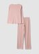 Mauve purple organic cotton crew-neck pyjamas_1