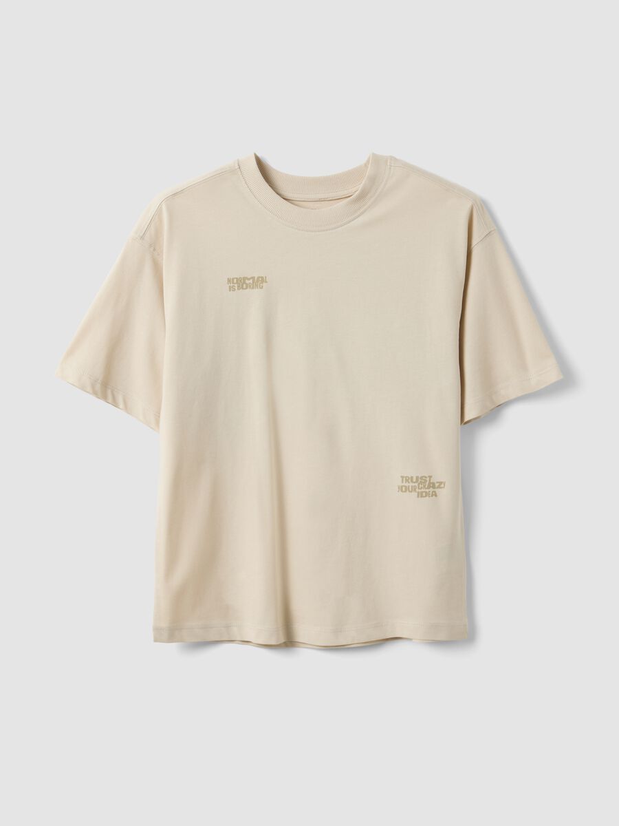Beige oversized pure cotton T-shirt for boys_3