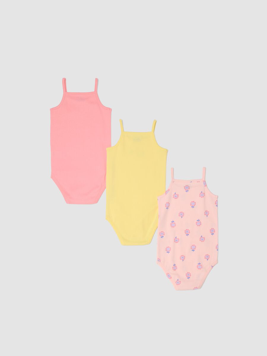 Tripack body senza maniche in puro cotone multicolor da neonata_1