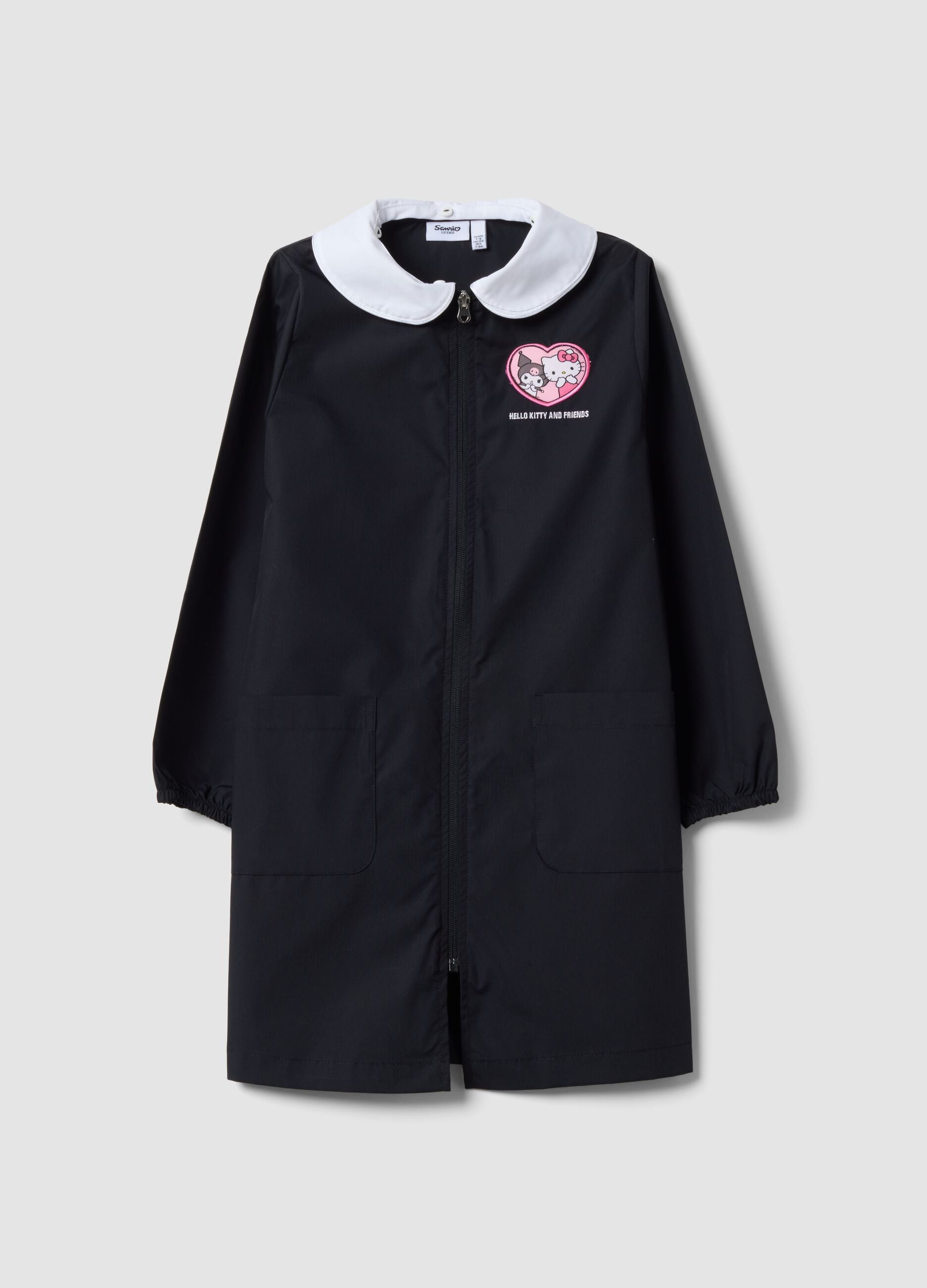 Black girls&rsquo; school pinafore with Hello Kitty embroidery