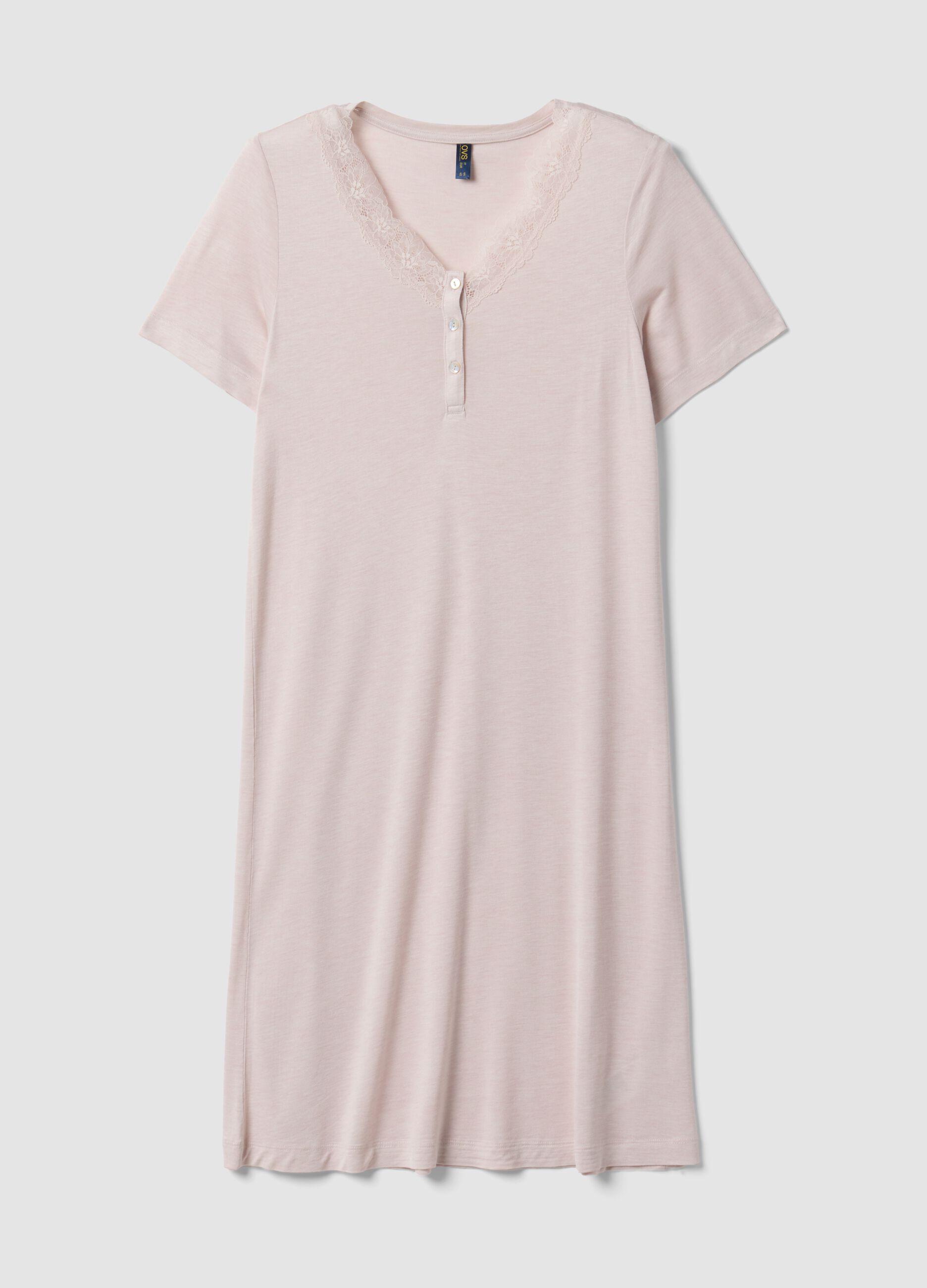 Pink pure viscose V-neck nightdress