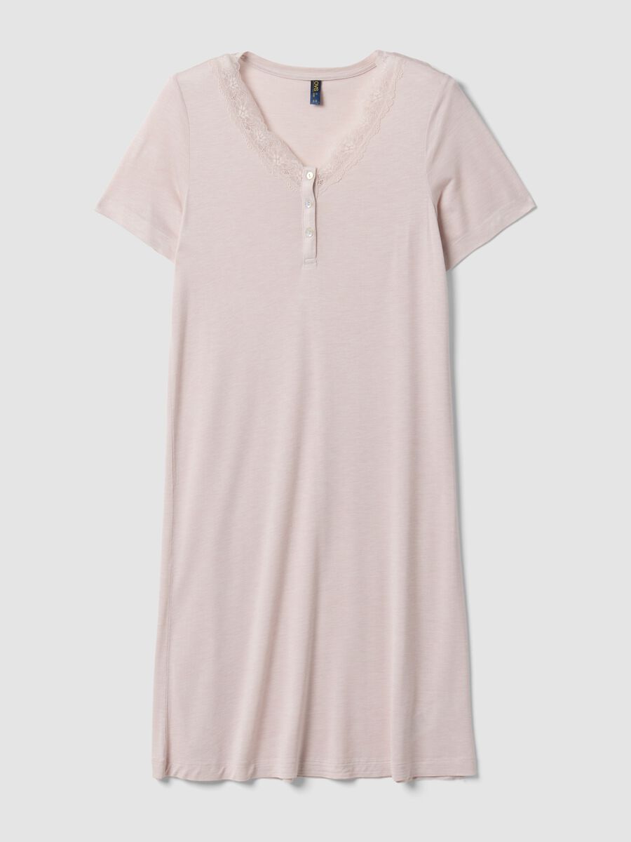 Camicia da notte rosa in pura viscosa con scollo a V_4