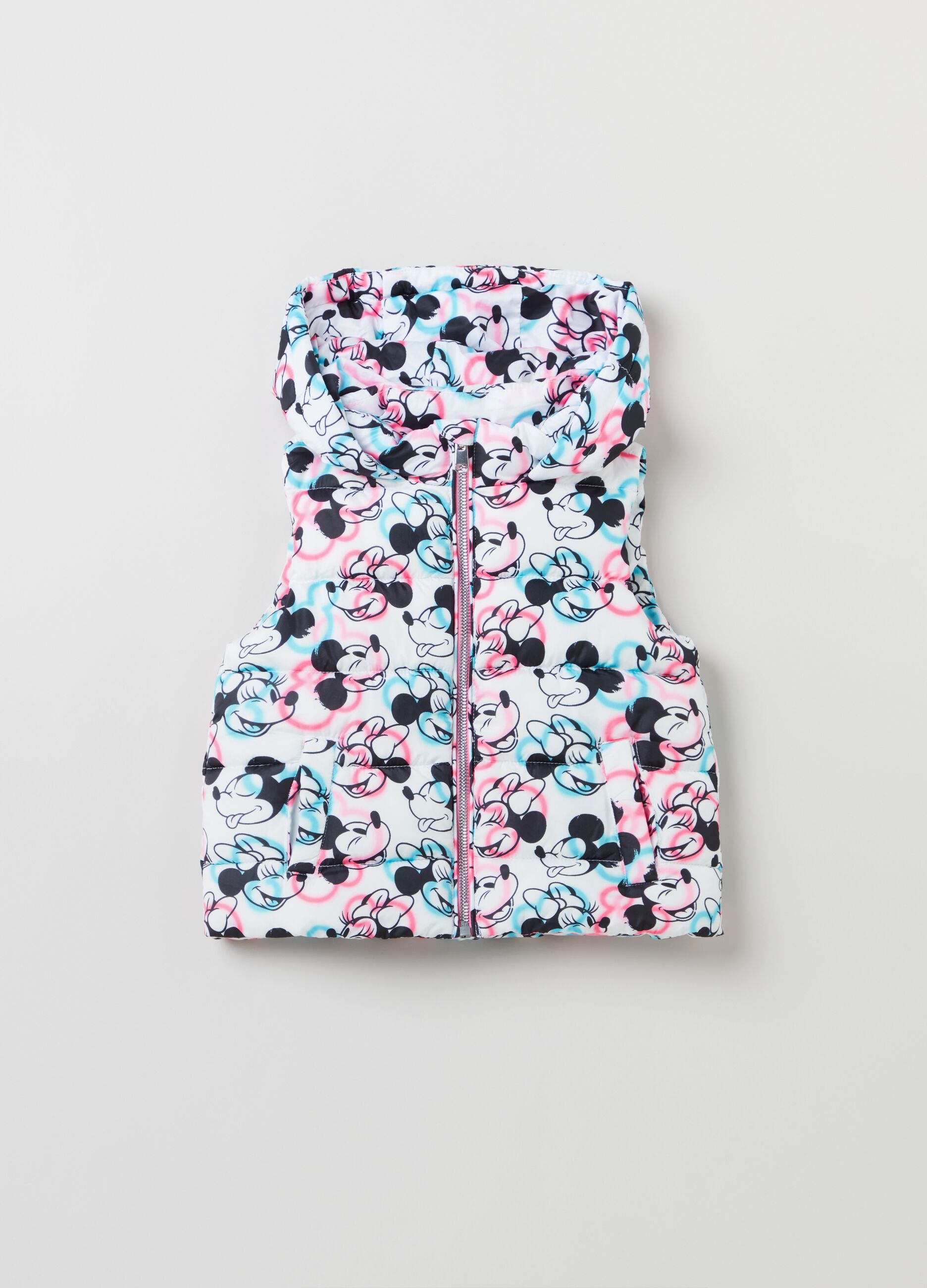 Gilet imbottito stampa Minnie e Topolino_0