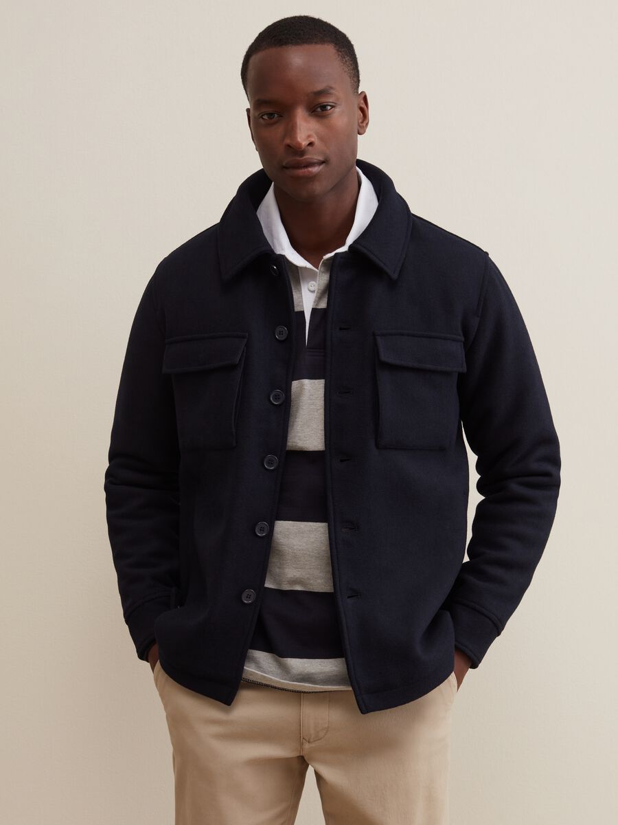 Short single-breasted jacket with collar_0