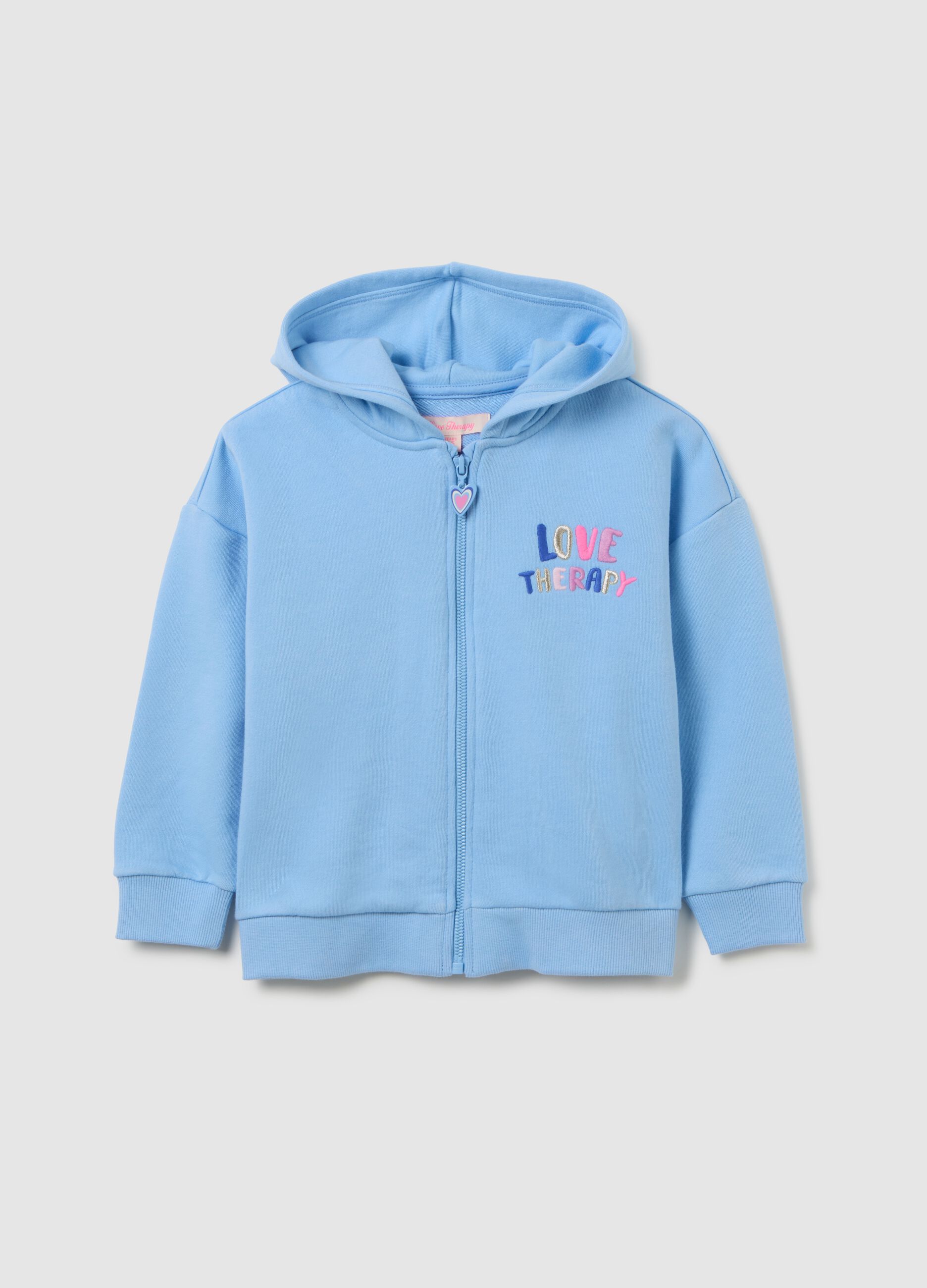 Oversized blue cotton blend girls' sweatshirt