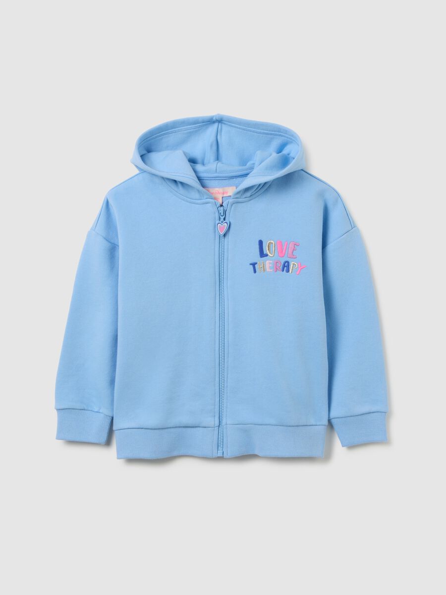 Oversized blue cotton blend girls' sweatshirt_0