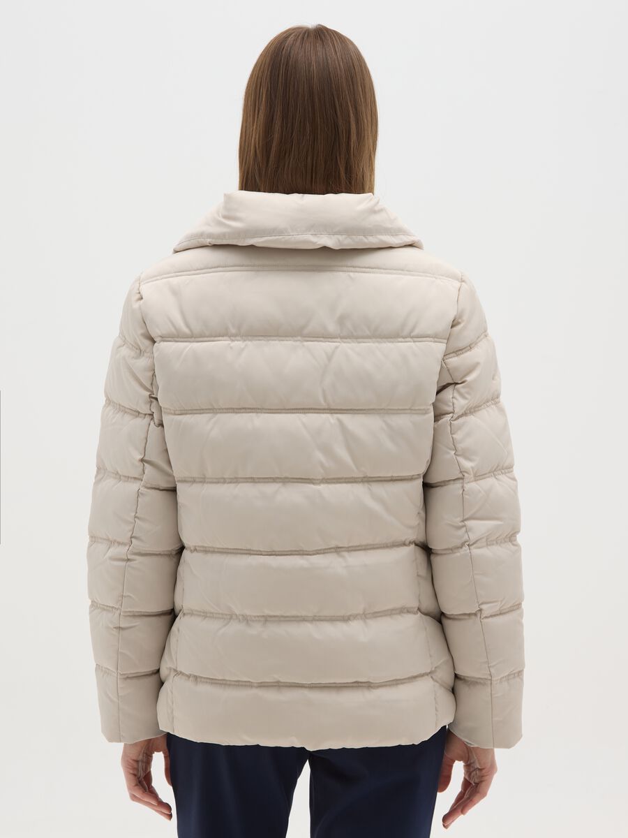 Beige Quilted Jacket Regular Fit_3