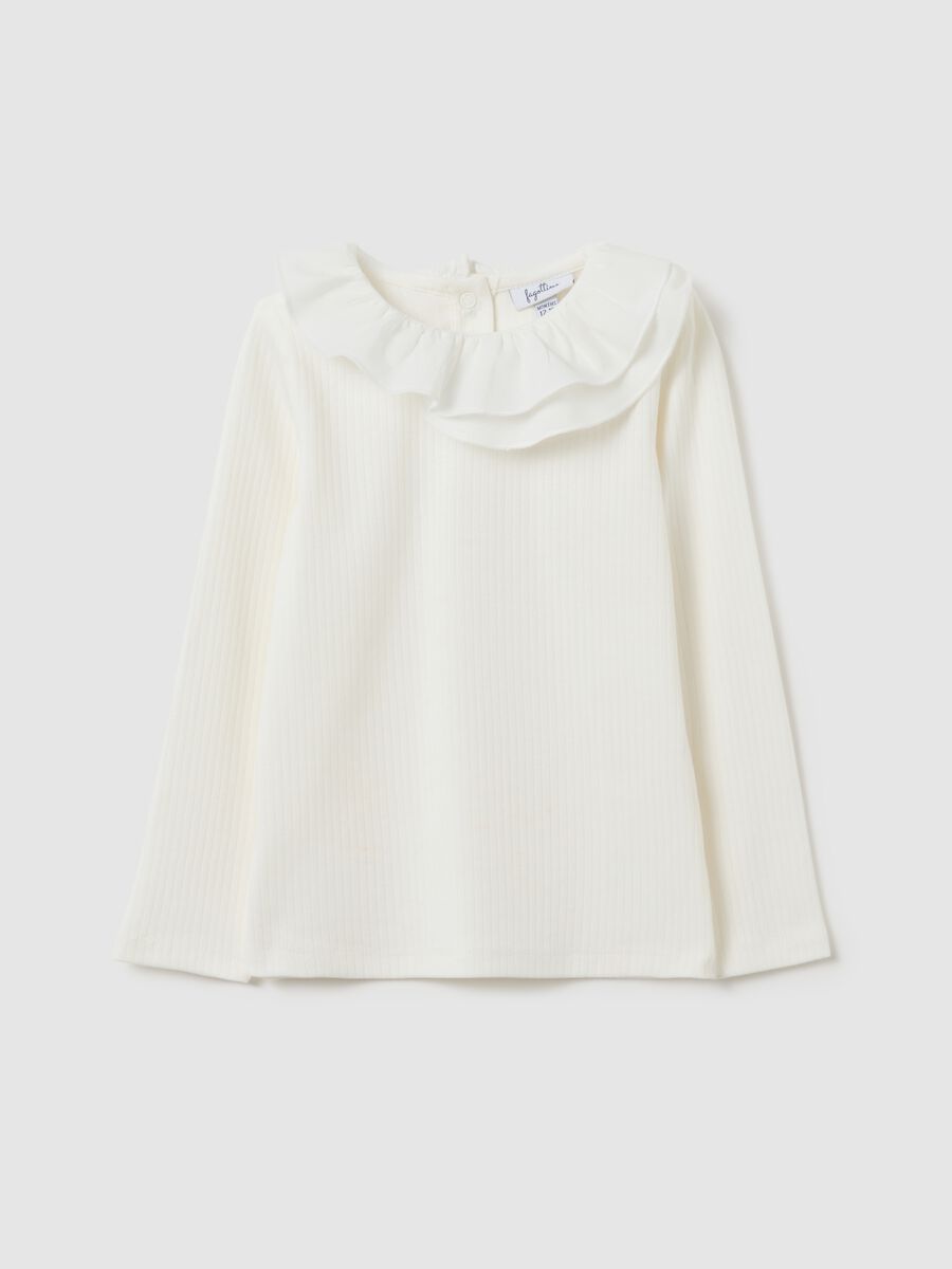 White stretch cotton T-shirt for girls regular fit_0