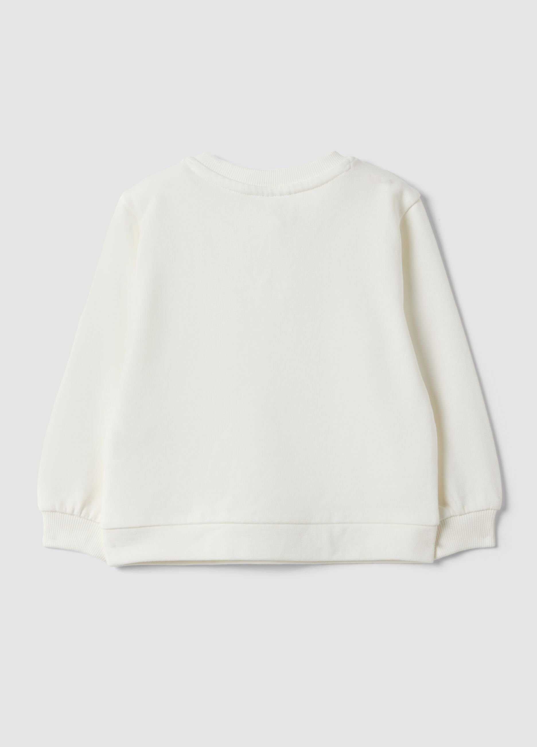 White pure cotton sweatshirt with bow print for baby girl