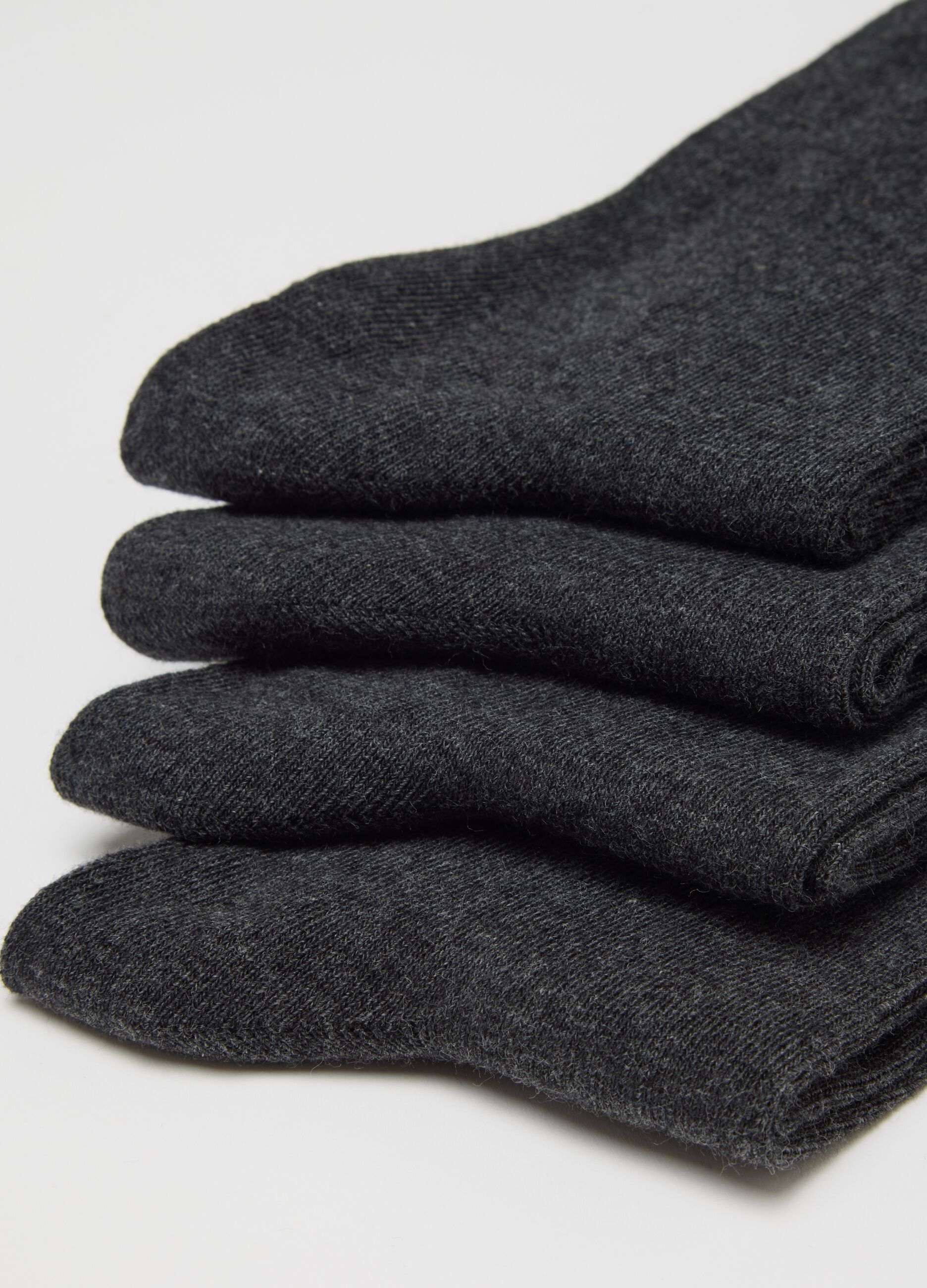 Grey Elasticated Cotton Long Socks Multipack Set