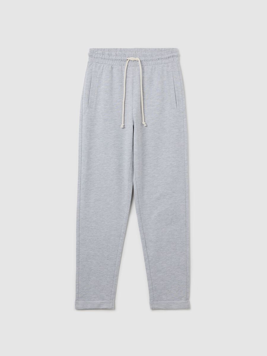 Grey joggers in French terry with drawstring_4