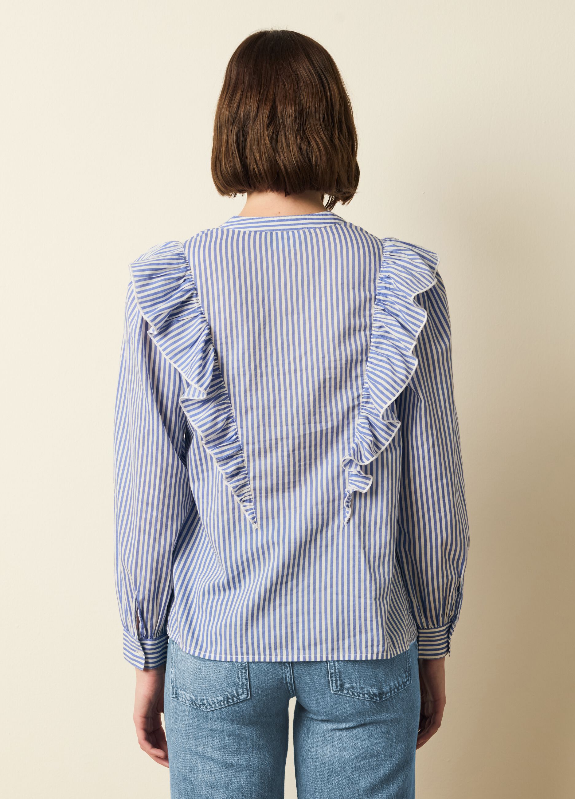 Striped shirt with frills