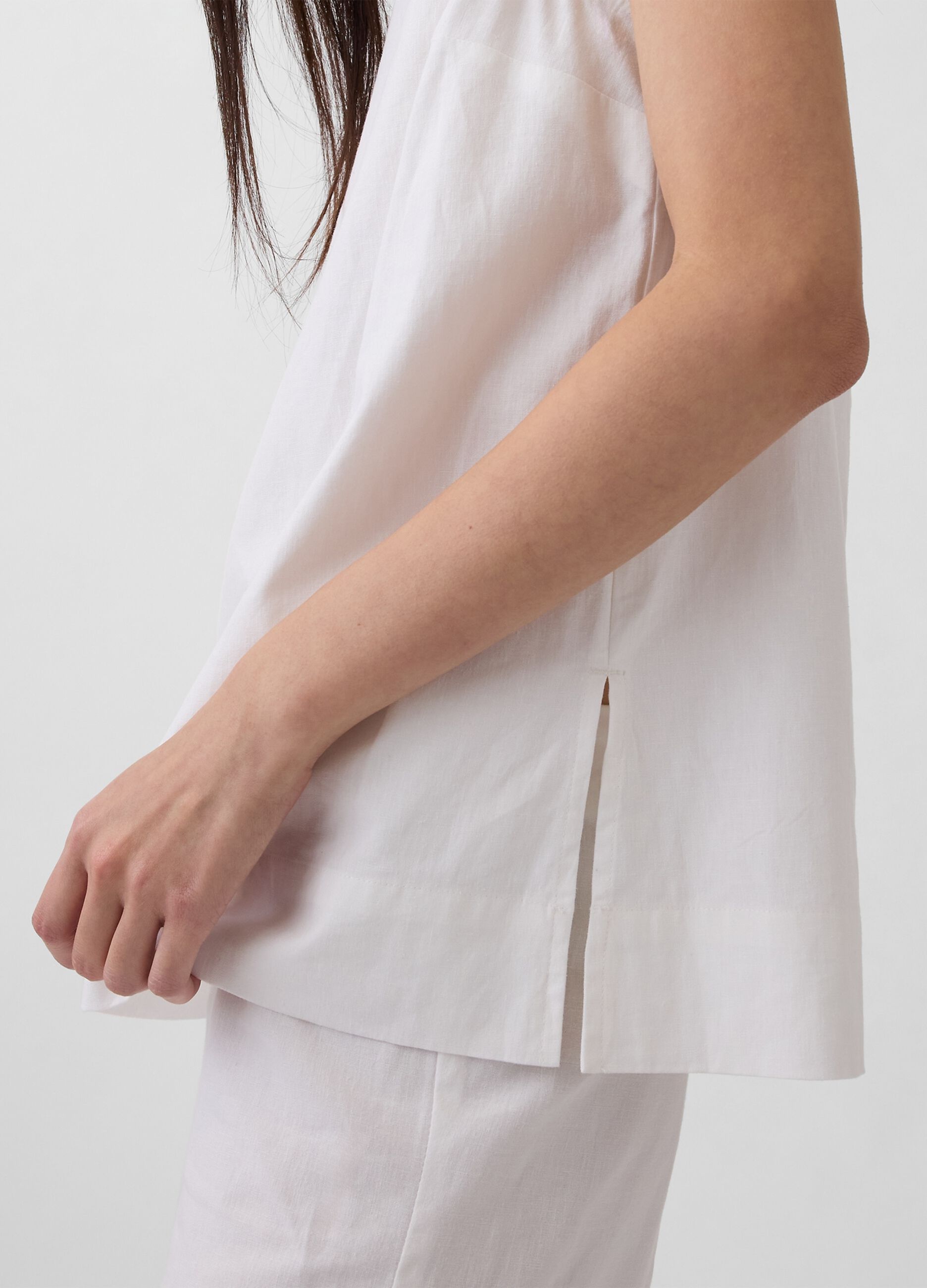 Sleeveless linen-blend top