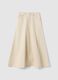 Long beige regular fit pure cotton denim skirt_4