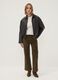 Pantaloni verdi flare in cotone e modal elasticizzato a coste_0