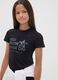 Black organic cotton T-shirt with silver graphic for girls_2
