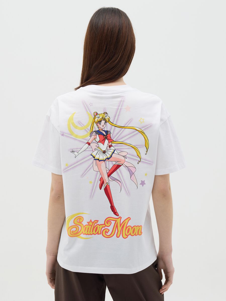 White cotton T-shirt with Sailor Moon print_3
