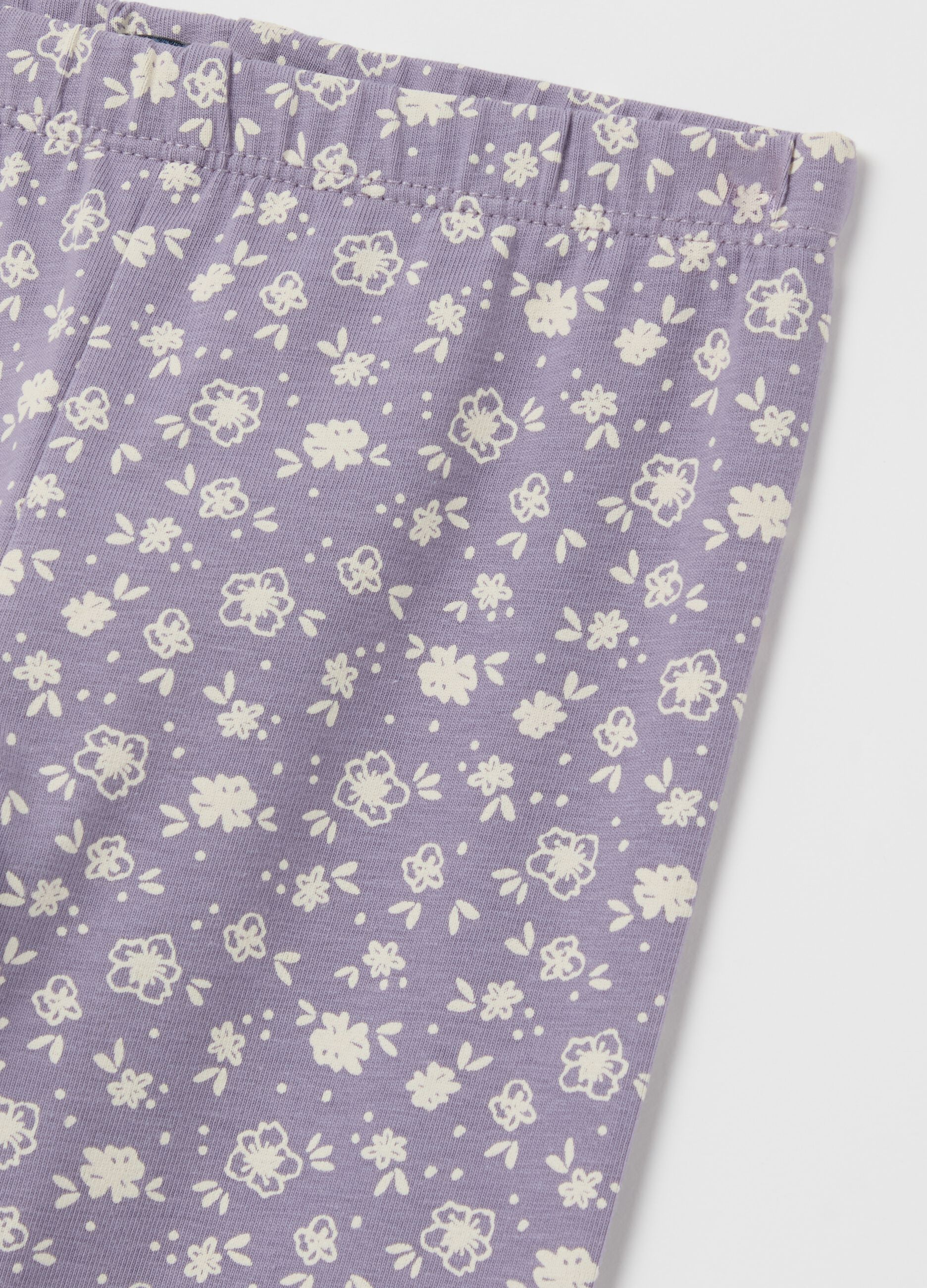 Leggings in stretch cotton with ditsy floral print