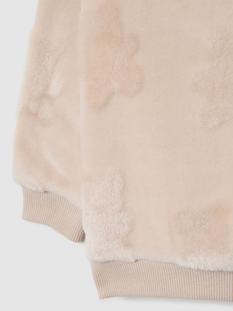 Beige regular fit toddler sweatshirt with round neck_2