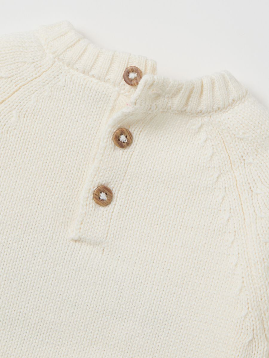 Maglione da bambino in puro cotone bianco regular fit_3