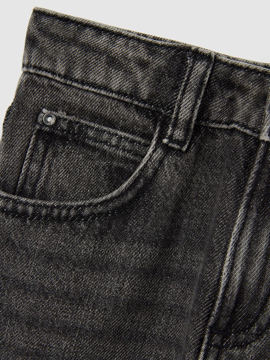 Children's pure cotton black regular fit cargo jeans_3