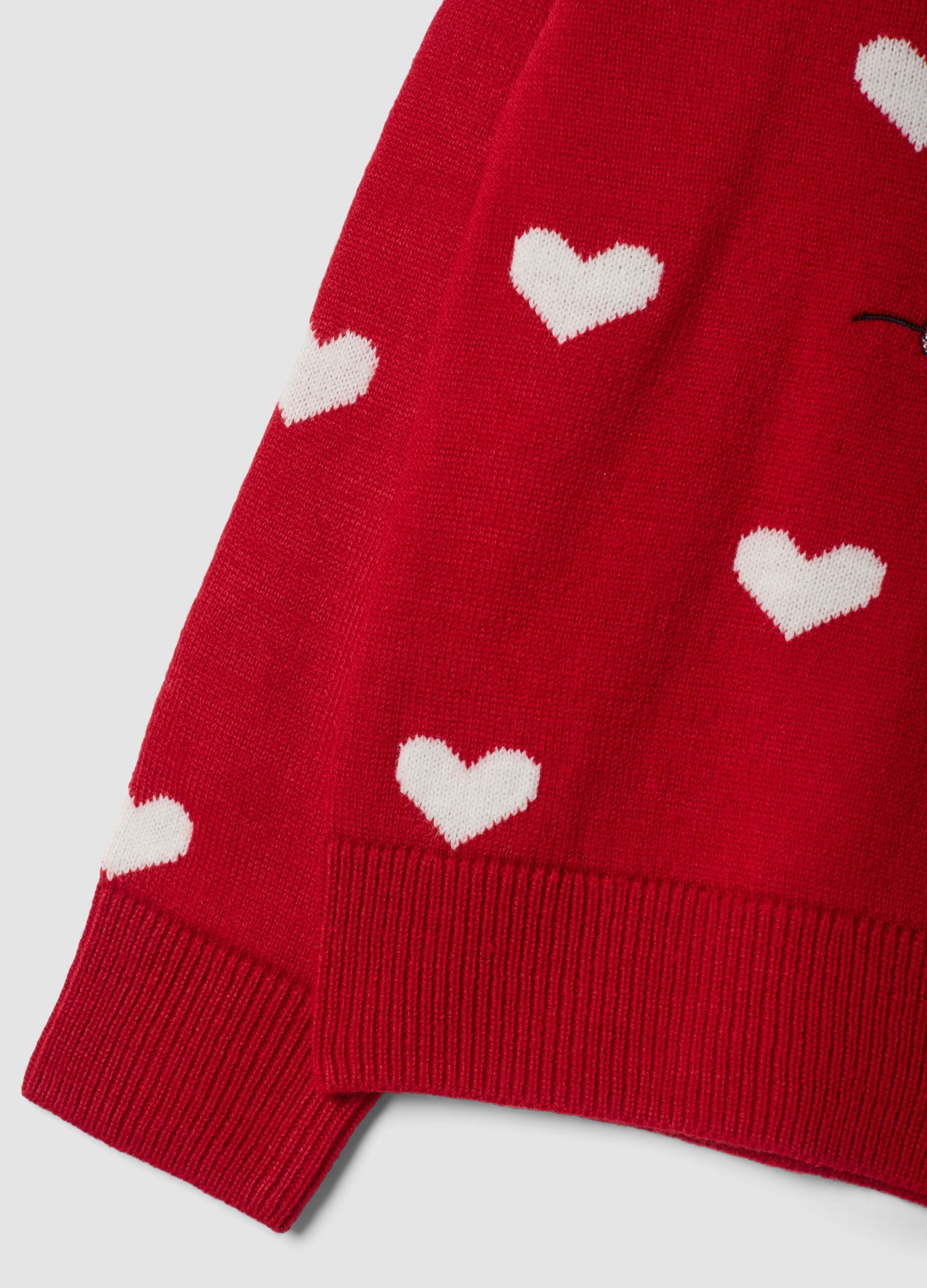 Maglia rossa a tema Minnie & Me con cuori
