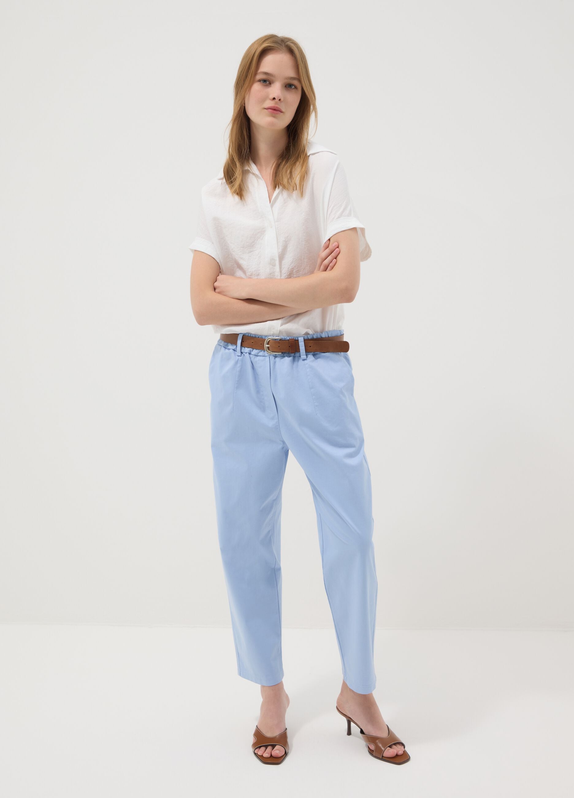 White viscose-blend shirt