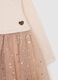 Girls' beige wide fit cotton blend dress with tulle_2