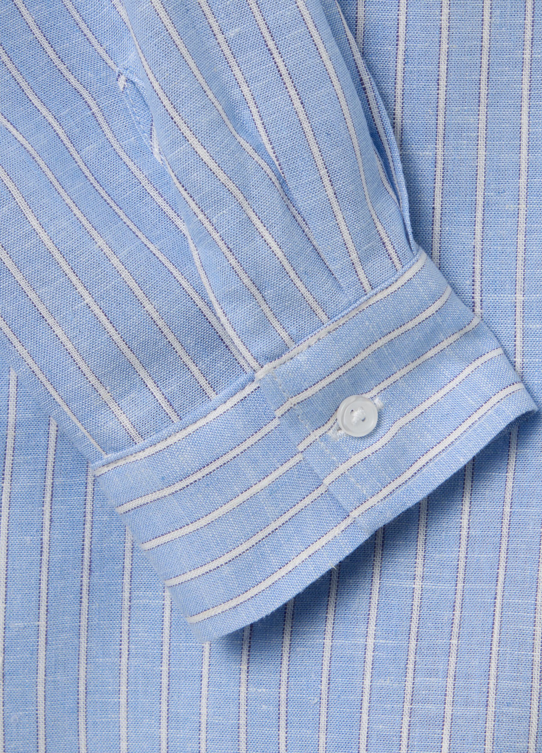 Women's oversized shirt in blue viscose and linen blend regular fit
