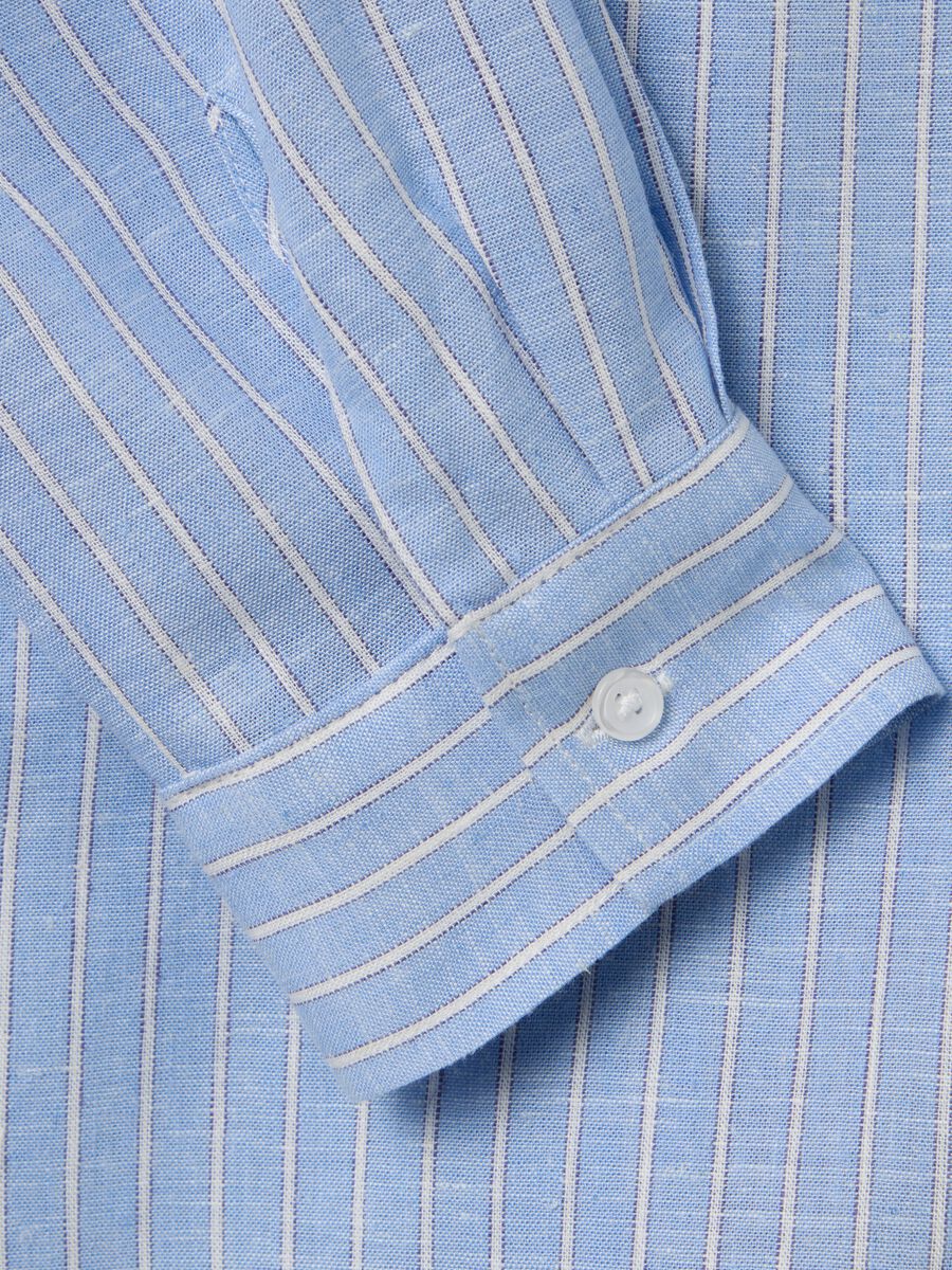 Women's oversized shirt in blue viscose and linen blend regular fit_5