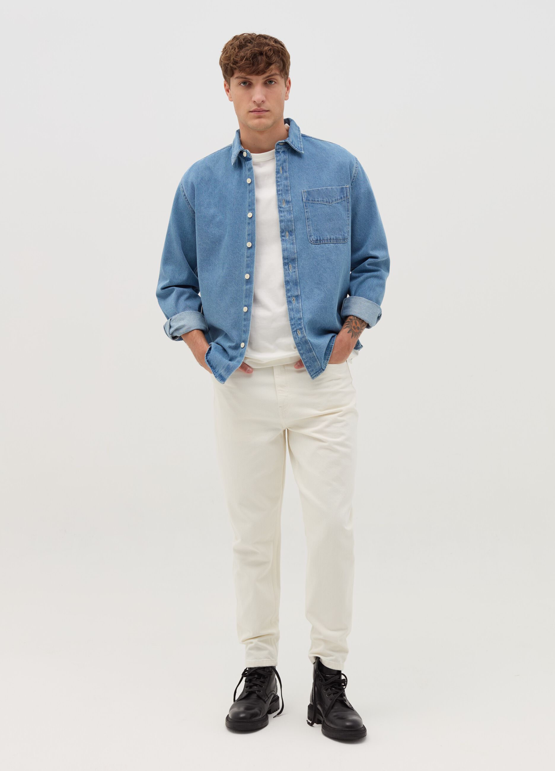 Denim shirt with pocket