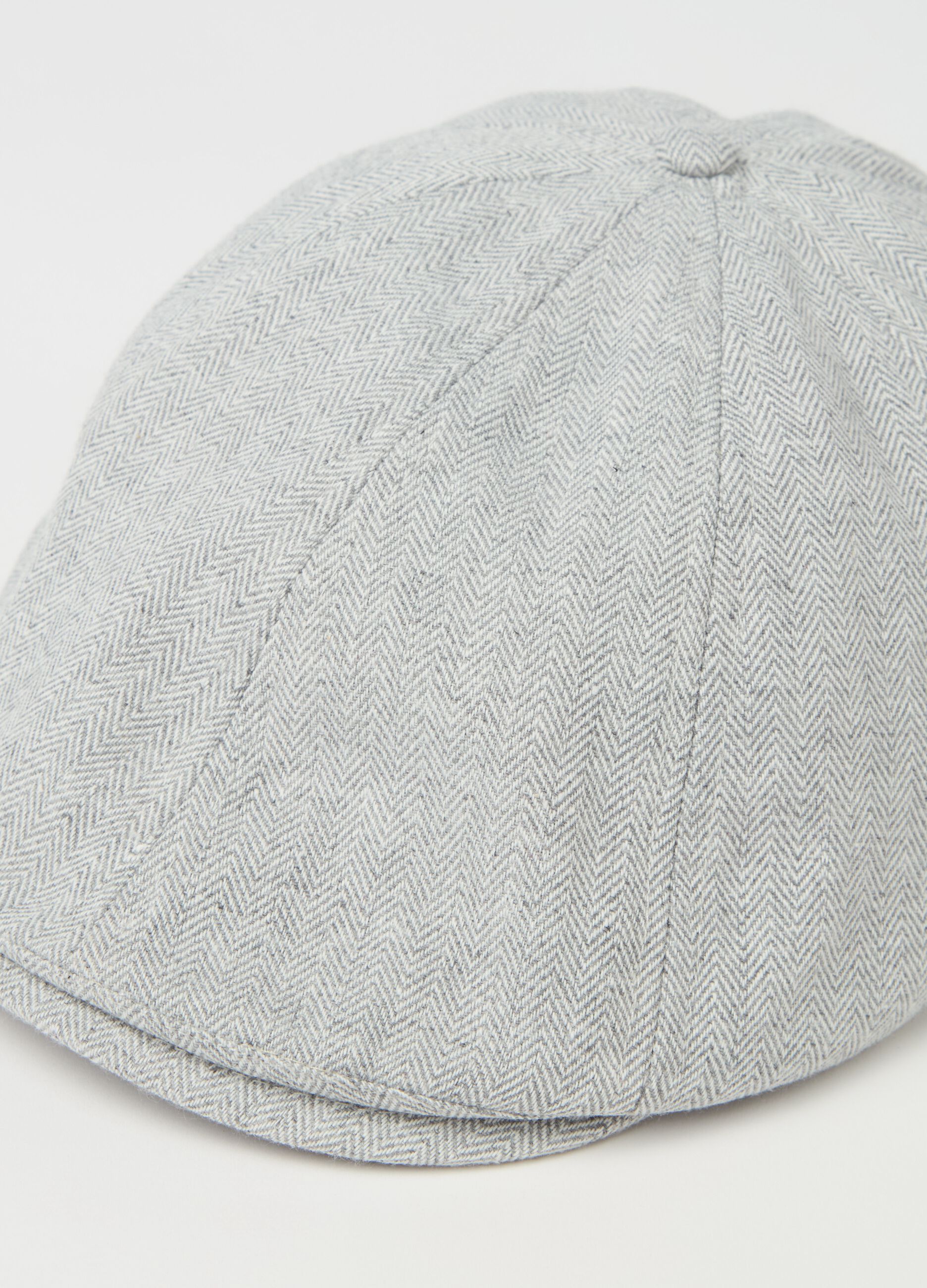 Flat cap with herringbone weave