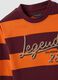 Orange striped pure cotton crew-neck T-shirt_1