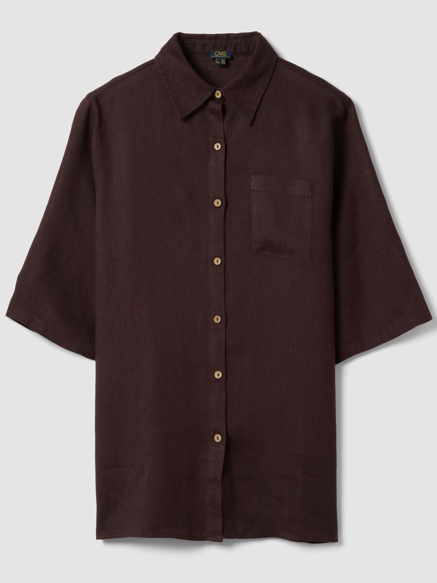 Brown pure linen beach cover-up_0