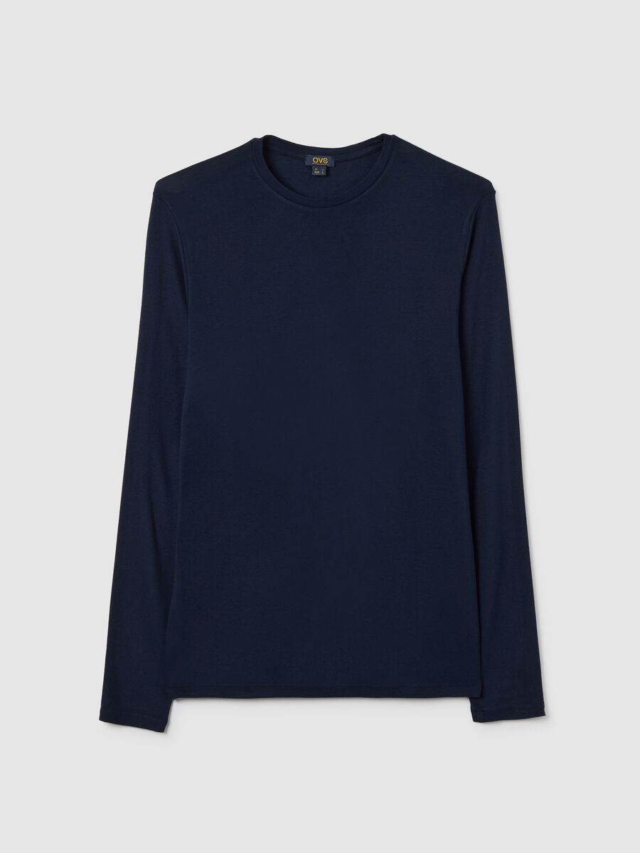 T-shirt premium blu in thermal modal cashmere regular fit_4