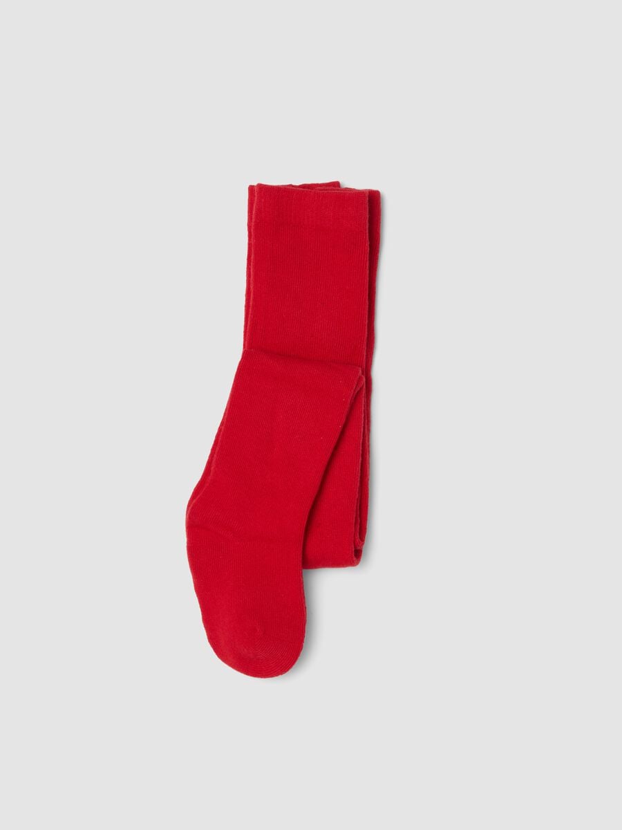 Red organic stretch-cotton tights_0