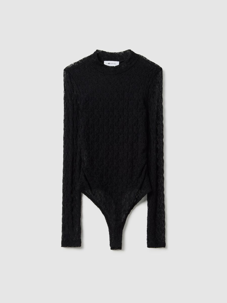 Black lace bodysuit without cups, regular fit_4