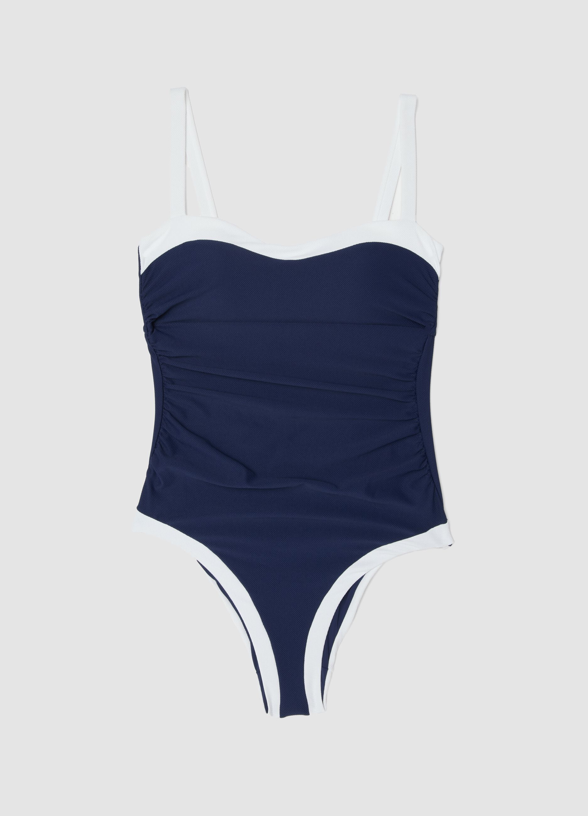 Blue and white stretch fabric swimsuit