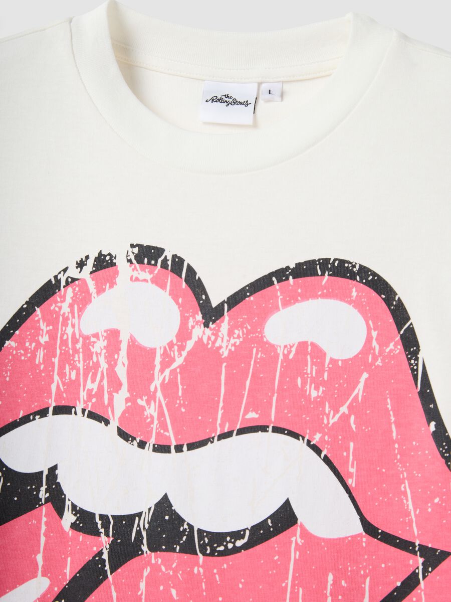 T-shirt in puro cotone bianca regular fit con stampa Rolling Stones_5