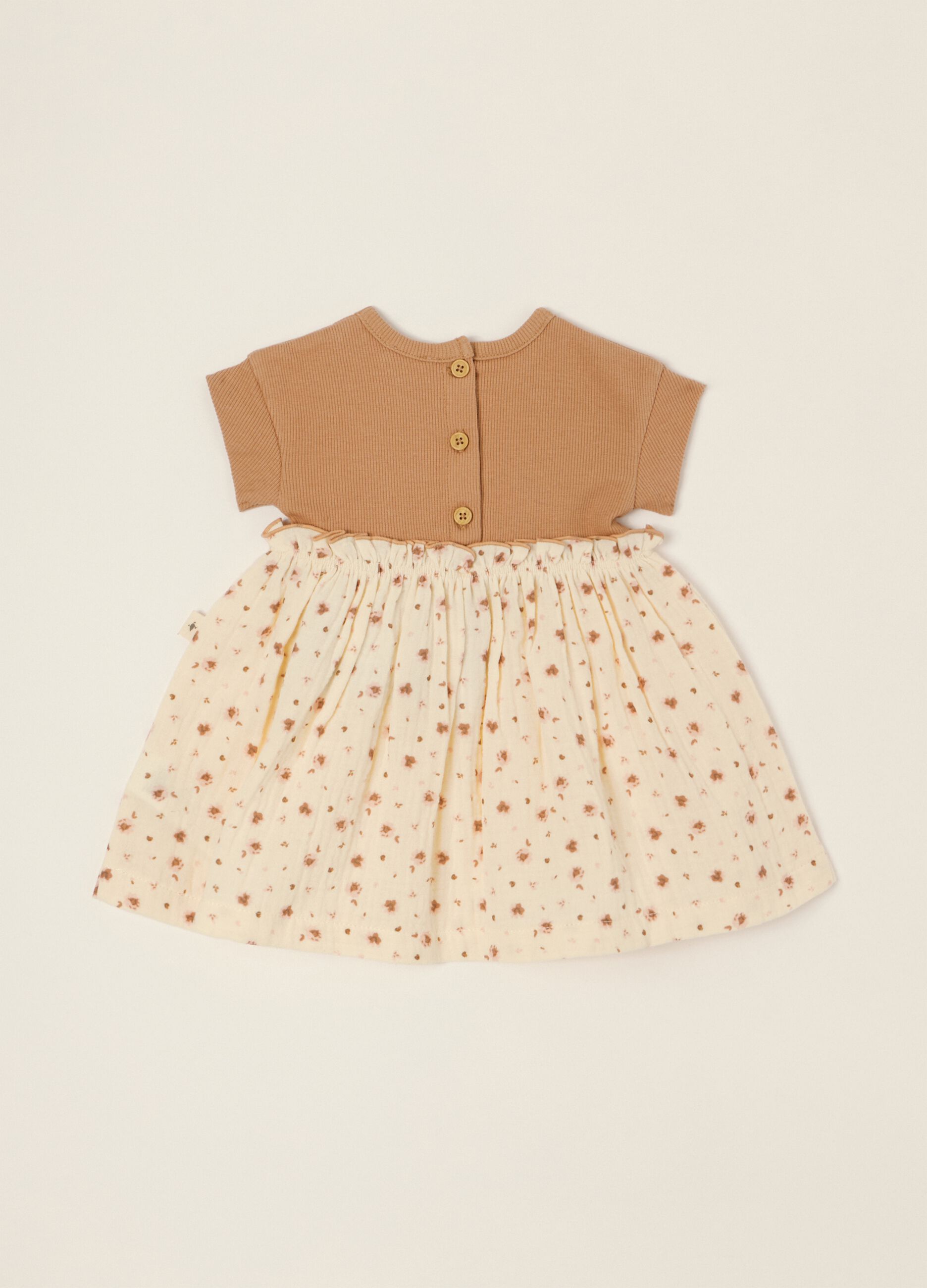 Multicoloured stretch cotton dress with print for baby girls