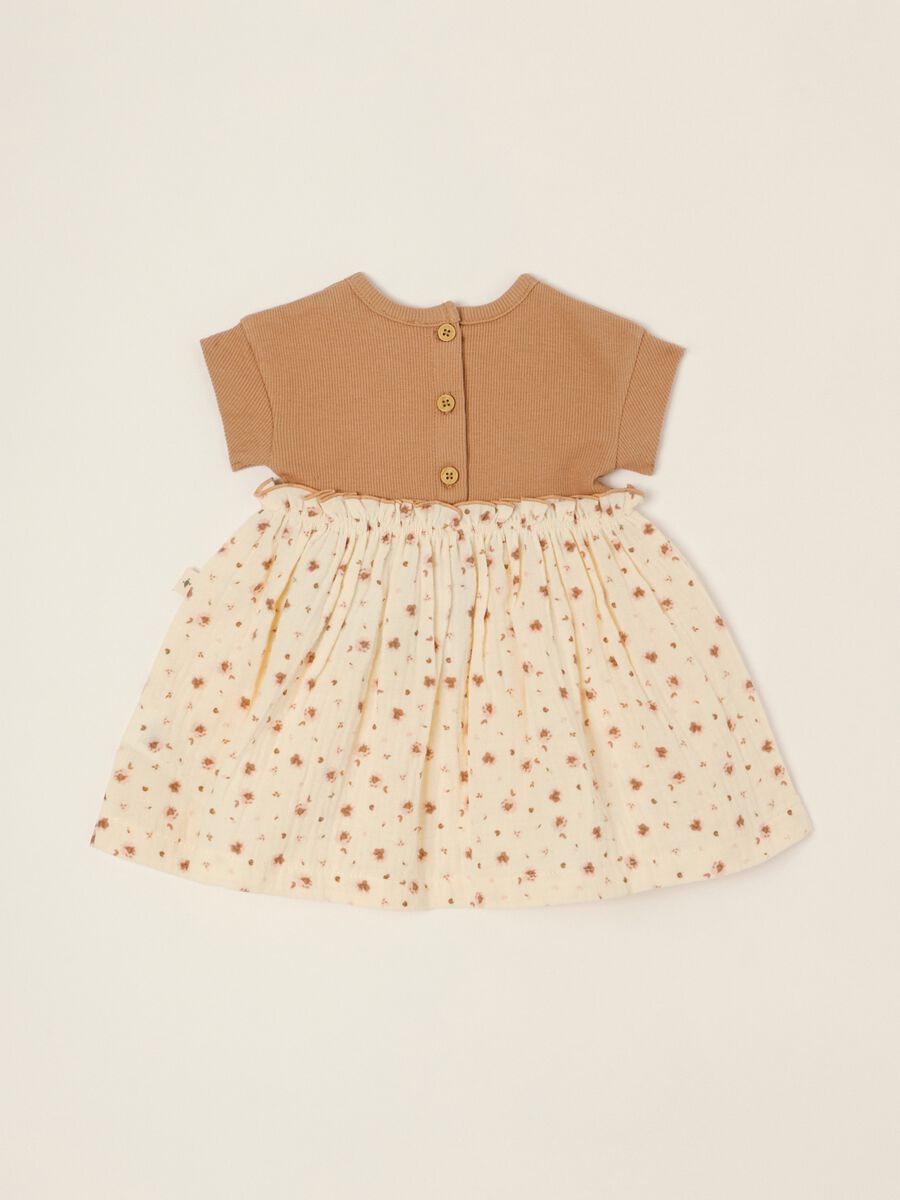 Multicoloured stretch cotton dress with print for baby girls_2