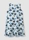 White stretch cotton dress with floral print, regular fit_4