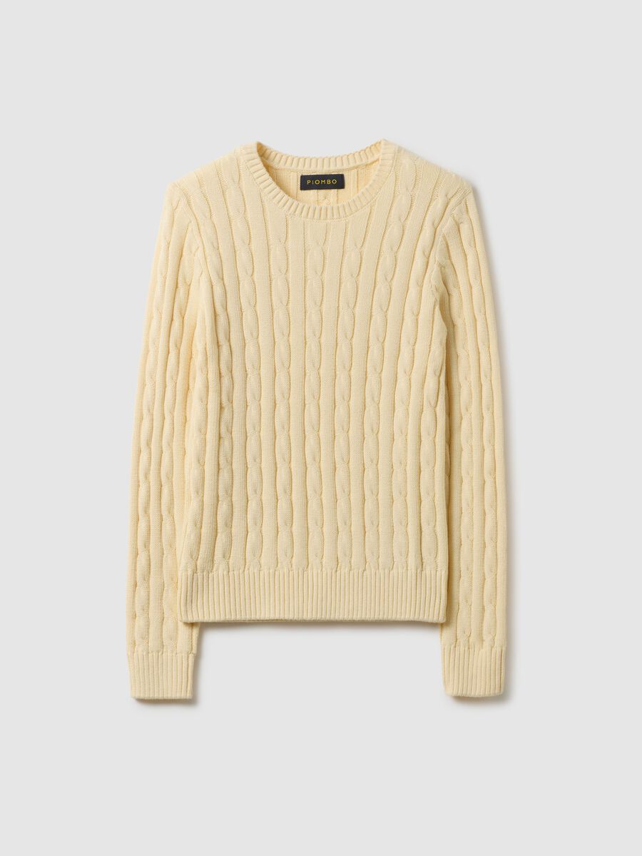 Yellow pure cotton regular fit cable knit jumper_4